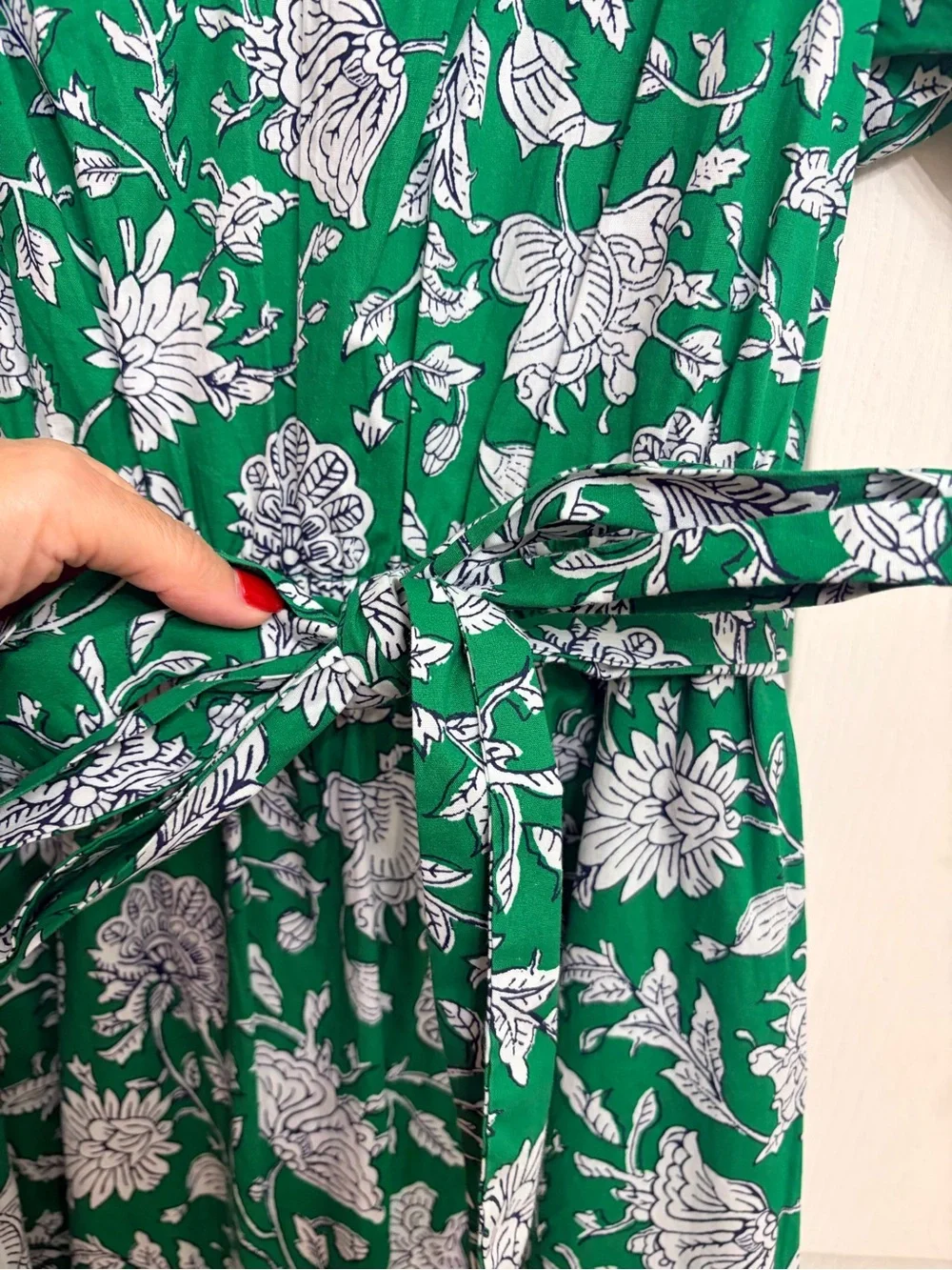 J. Crew Green Floral Wrap Midi Dress with Puff Sleeves